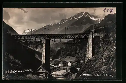 AK Amsteg, Viadukt der Gotthardbahn