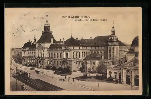 AK Berlin-Charlottenburg, Hochschule für bildende Künste, mit Strassenbahn