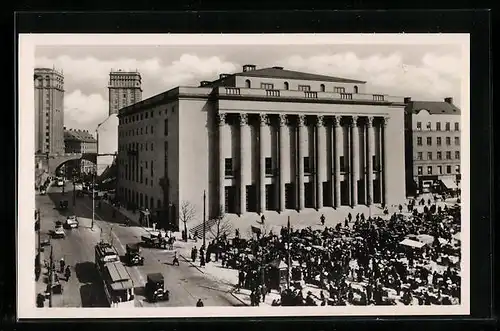 AK Stockholm, Konzerthaus mit Strassenbahn