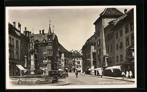 AK Schaffhausen, Fronwagplatz mit Brunnen