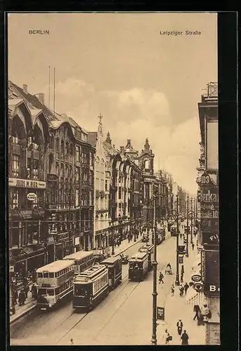 AK Berlin, Leipziger Strasse, Strassenbahnen