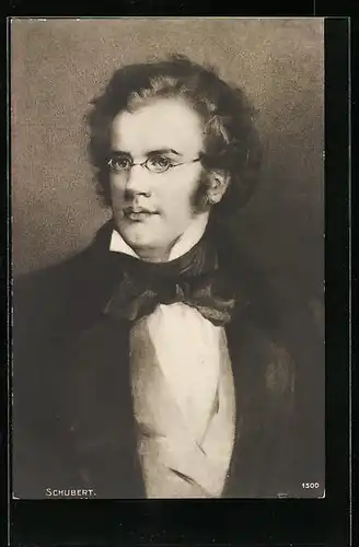 AK Franz Schubert im Anzug mit Brille