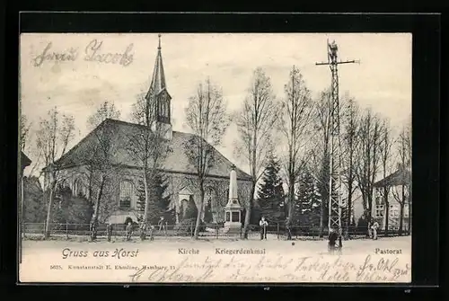 AK Horst, Kirche, Kriegerdenkmal, Pastorat