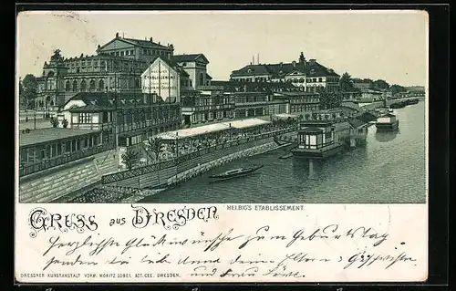 Lithographie Dresden, Helbig`s Etablissement, Restaurant