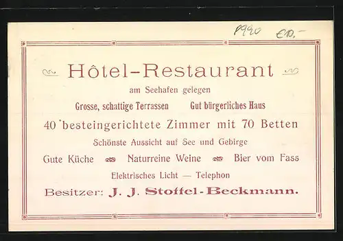 AK Lindau i. B., Hotel Lindauer Hof, Besitzer: J. J. Stoffel-Beckmann