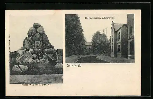 AK Schenefeld, Kaiser Wilhelm I. Denkmal, Itzehoerstrasse, Amtsgericht