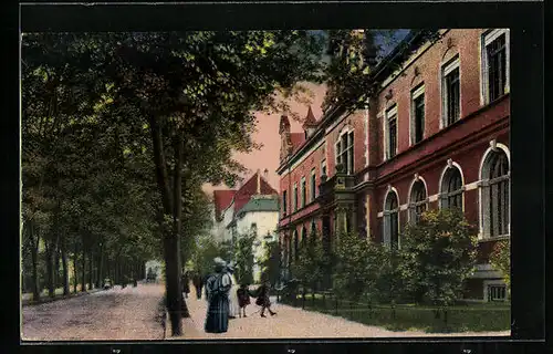 AK Itzehoe, Victoria Strasse mit Postamt