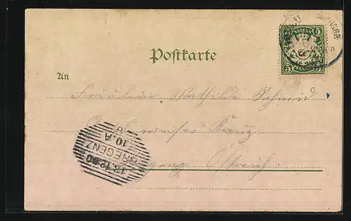 Lithographie Lindau i. B., Hafeneinfahrt mit Leuchtturm und Dampfer