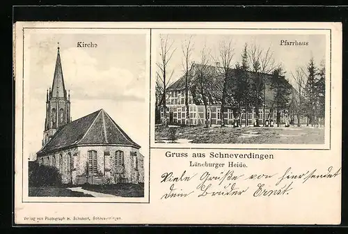 AK Schneverdingen /Lüneburger Heide, Kirche und Pfarrhaus