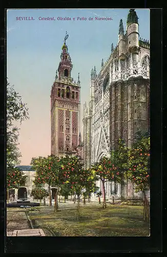 AK Sevilla, Catedral, Giralda y Patio de Naranjos