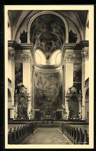 AK Grüssau, Inneres der Kirche mit Altar