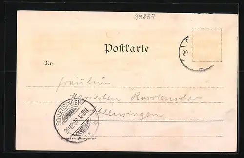 Lithographie Gotha, Totalansicht, Schlossberg, Theater