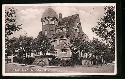 AK Dresden-Weisser Hirsch, Villa Hohenzollern mit Strasse
