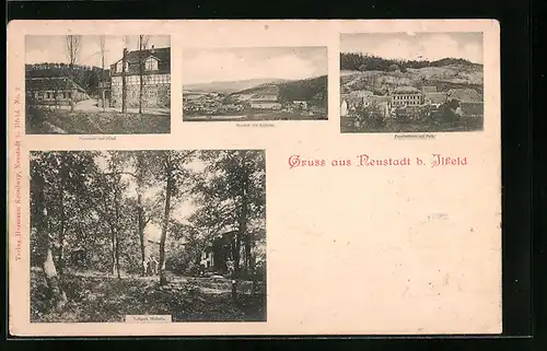 AK Neustadt bei Ilfeld, Speisesaal und Hotel, Totalansicht, Familienheim mit Park