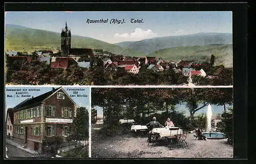 AK Rauenthal /Rhg., Restaurant zur schönen Aussicht, Gartenpartie, Totalansicht