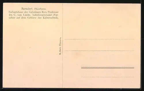 AK Berndorf, Pfarrhaus, Geburtshaus von Prof. Dr. C. von Linde