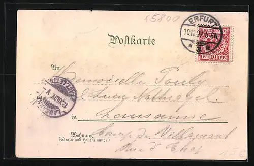 Lithographie Gotha, Totalansicht, Schloss, Marktplatz, Museum