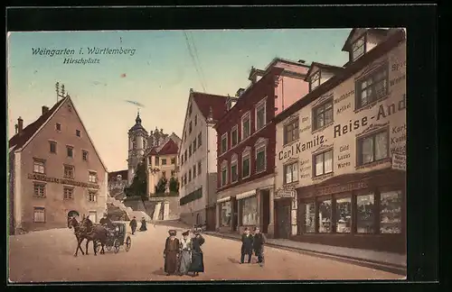 AK Weingarten i. Württ., Gasthof zum Hirsch am Hirschplatz