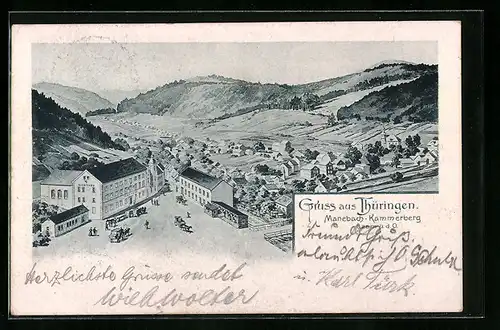 Künstler-AK Manebach / Thüringen, Kammerberg, Totalansicht