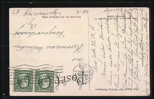 AK Two Beaux to her String, Frau telefoniert mit zwei Männern