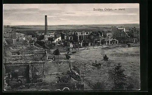 AK Soldau /Ostpr., Blick auf den Markt