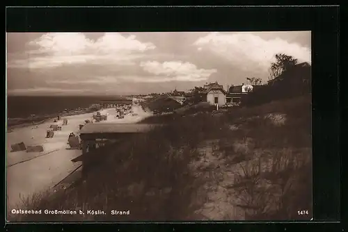 AK Grossmöllen b. Köslin, Ostseebad Strand