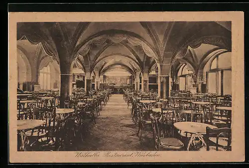 AK Wiesbaden, Walhalla-Restaurant, Innenansicht