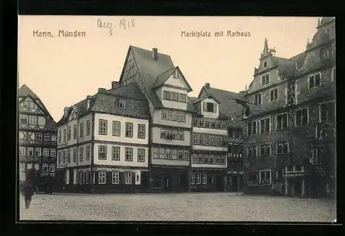 AK Hann.-Münden, Marktplatz mit Rathaus