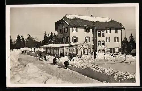 AK Oppenau, Hotel Zuflucht von Chr. Schmelzle im Schnee