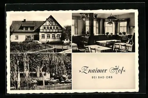 AK Lettgenbrunn bei Bad Orb, Gasthaus Znaimer Hof, Innenansicht, Garten