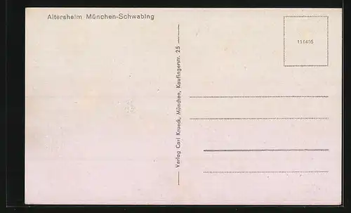 AK München-Schwabing, Altersheim, Gebäudeansicht