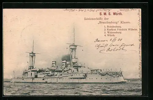 AK Linienschiff der Brandenburg-Klasse S. M. S. Wörth, Ostasiengeschwader