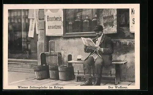 AK Wien, Zeitungsleser im Kriege
