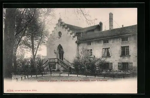 AK Zürich, Lindenhof, Freimaurerloge Modestia cum Libertate