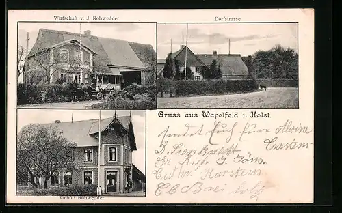 AK Wapelfeld i. Holst., Wirtschaft v. J. Rohwedder, Dorfstrasse, Gehöft Rohwedder