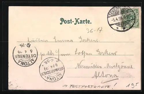 AK Eckernförde, Festpostkarte zur 50jährigen Jubelfeier der Schlacht b. Eckernförde am 5. April 1899