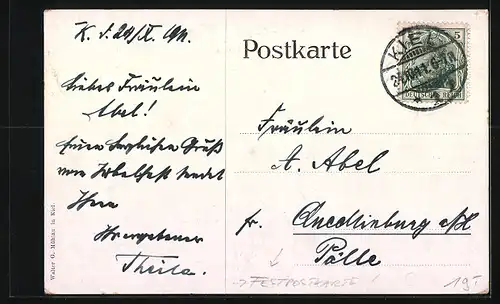 AK Kiel, Festpostkarte zum 50jährigen Bestehen der Höheren Mädchenschule I 1911