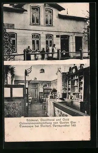AK Timmaspe bei Nortorf, Bäckerei Colonialwarenhandlung Gustav Gier