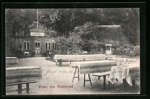 AK Holtenau - Vossbrook, Gasthof Mähss`s Biergarten