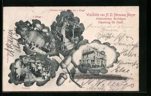 Passepartout-AK Hamburg-St. Pauli, Gasthaus Weinhütte im Eichenbblatt