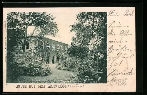 AK Kiel, Gasthaus Eiderkrug, Gartenansicht