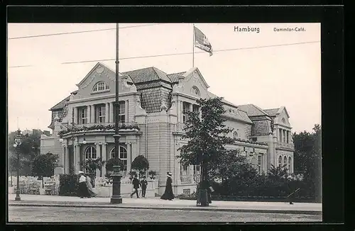 AK Hamburg-Neustadt, Dammtor-Cafe mit Strasse