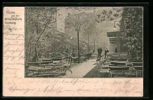 AK Hamburg-St.Pauli, Gasthaus Wilhelmshalle, Gartenansicht