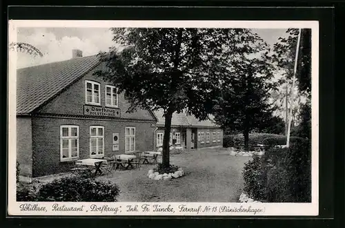 AK Kiel-Schilksee, Restaurant Dorfkrug mit Vorgarten