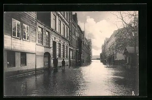 AK Kiel, Sturmflut 1904, Überflutete Hafenstrasse