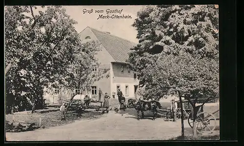 AK Mark-Ottenhain, Gasthof mit Pferdewagen