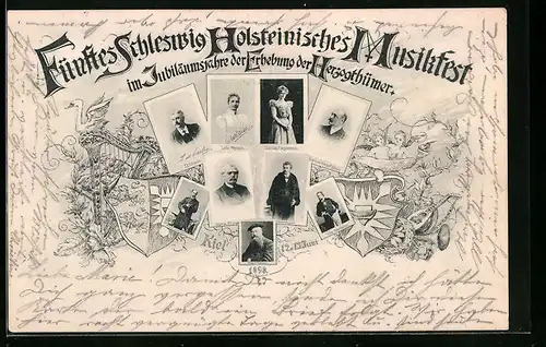 AK Kiel /Schleswig Holstein, Fünftes Schleswig Holsteinisches Musikfest 1898, Lulu Heynsen, Carl Beermann