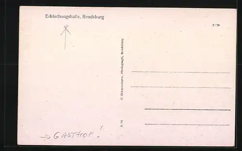 AK Rendsburg, Gasthof Erfrischungshalle Herta Linke, Südseite der Drehbrücke