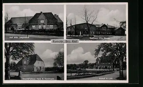 AK Rumohr /Bez. Kiel, Gasthaus Otto Stocks, Geschäftshaus Hans B. Horstmann, Hof Wilhelm Langmaack