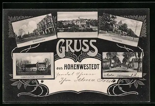 AK Hohenwestedt, Landwirtschaftliche Lehranstalt, Volksschule, Itzehoerstrasse